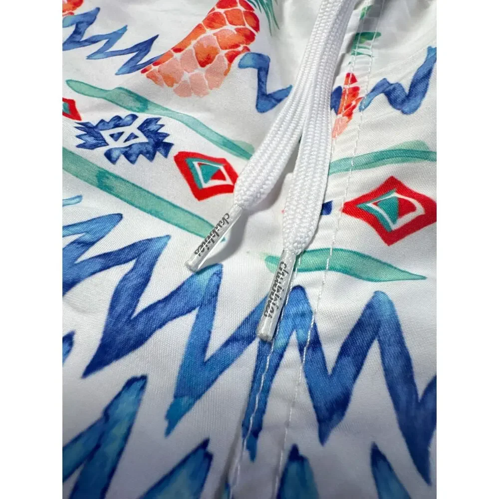Chubbies Pineapple Swim Trunks XXL White Tropical Elastic Waist Lined Shorts